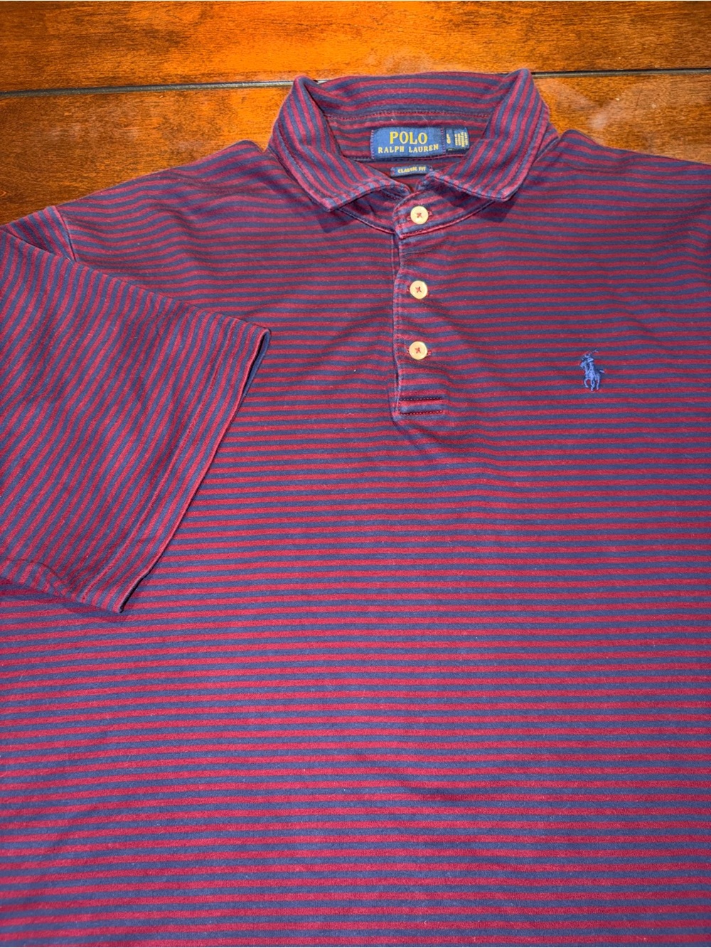 Polo Ralph Lauren Men’s Classic Fit Striped Polo Shirt Size Large Burgundy/Blue